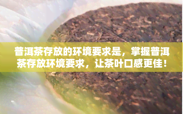 普洱茶存放的环境要求是，掌握普洱茶存放环境要求，让茶叶口感更佳！