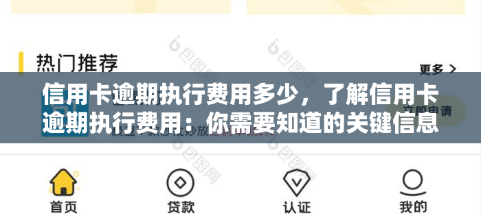 信用卡逾期执行费用多少，了解信用卡逾期执行费用：你需要知道的关键信息