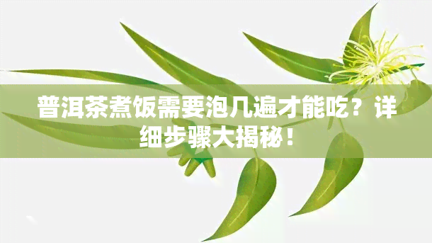 普洱茶煮饭需要泡几遍才能吃？详细步骤大揭秘！