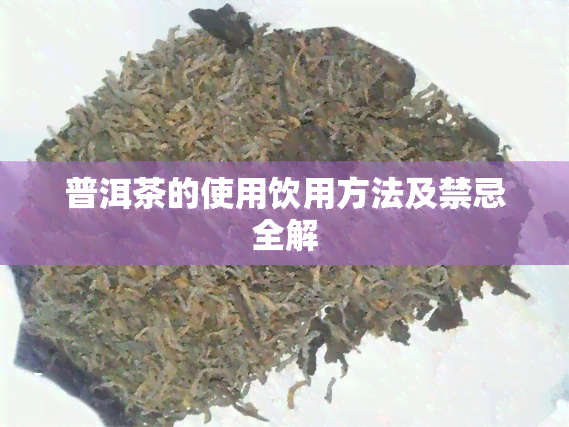 普洱茶的使用饮用方法及禁忌全解