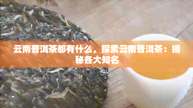 云南普洱茶都有什么，探索云南普洱茶：揭秘各大知名