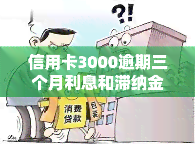 信用卡3000逾期三个月利息和滞纳金是多少？请给出详细金额