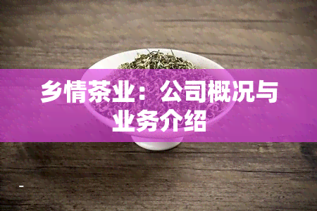 乡情茶业：公司概况与业务介绍