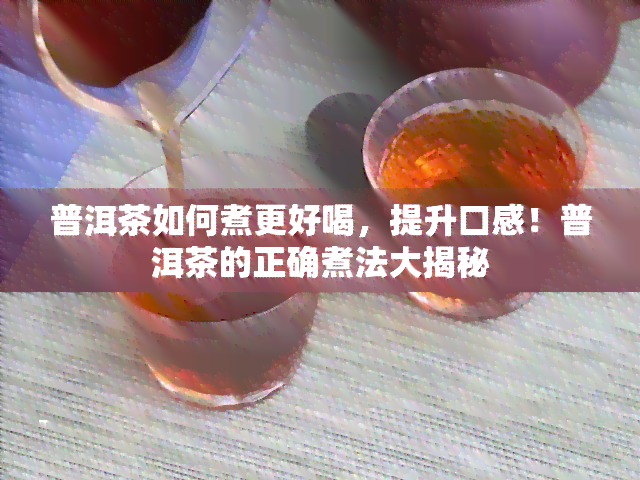 普洱茶如何煮更好喝，提升口感！普洱茶的正确煮法大揭秘