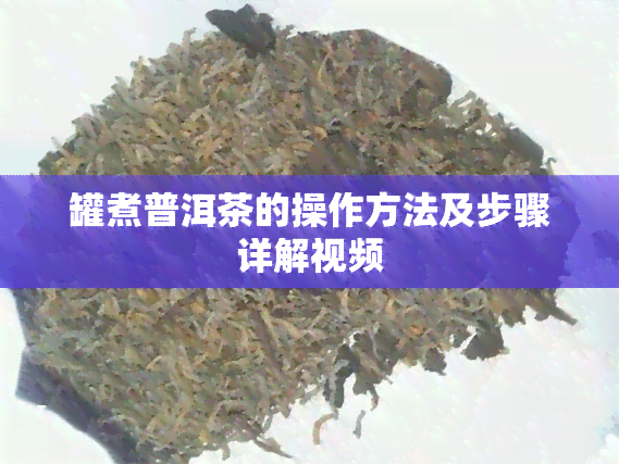 罐煮普洱茶的操作方法及步骤详解视频