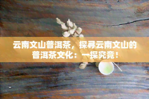 云南文山普洱茶，探寻云南文山的普洱茶文化：一探究竟！