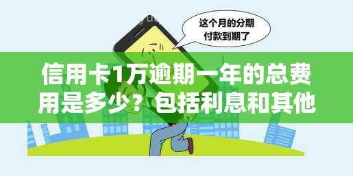 信用卡1万逾期一年的总费用是多少？包括利息和其他罚款。