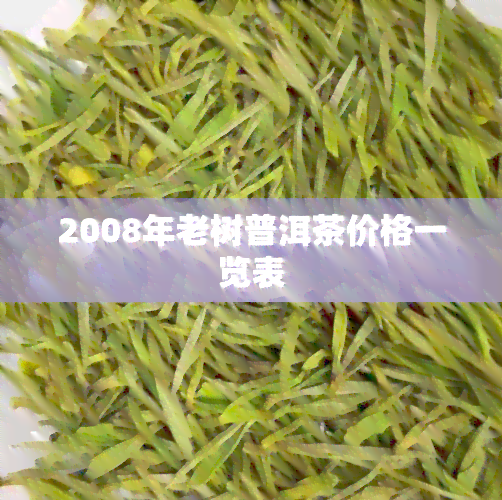 2008年老樹普洱茶價格一覽表