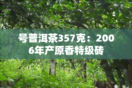 号普洱茶357克：2006年产原香特级砖