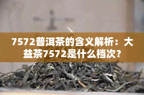 7572普洱茶的含义解析：大益茶7572是什么档次？