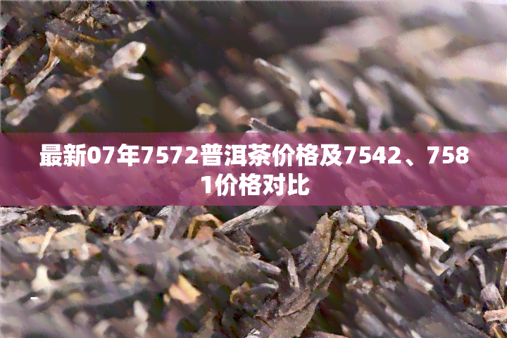 最新07年7572普洱茶价格及7542、7581价格对比