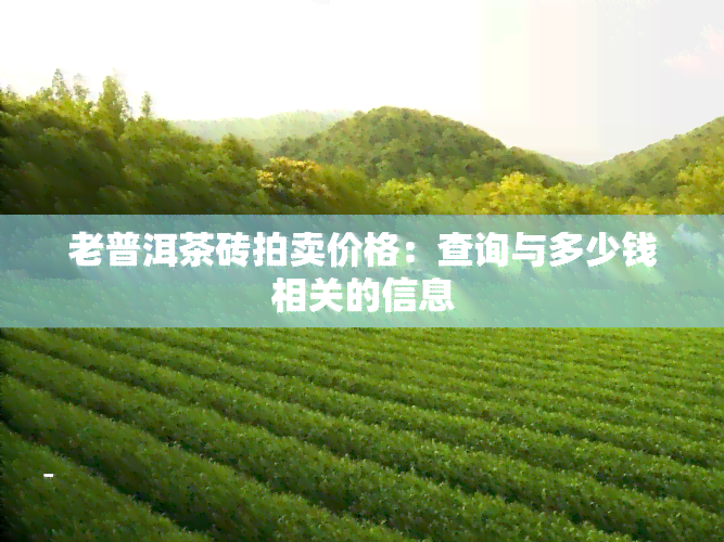 老普洱茶砖拍卖价格：查询与多少钱相关的信息