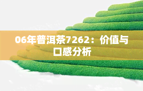 06年普洱茶7262：价值与口感分析