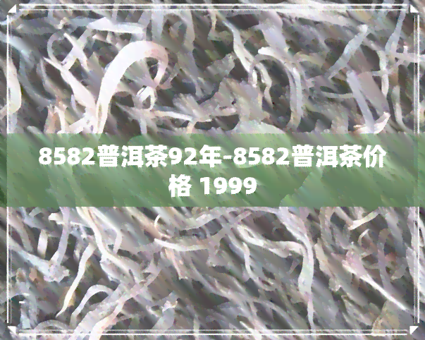 8582普洱茶92年-8582普洱茶价格 1999