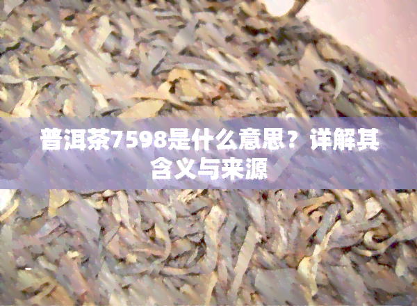 普洱茶7598是什么意思？详解其含义与来源