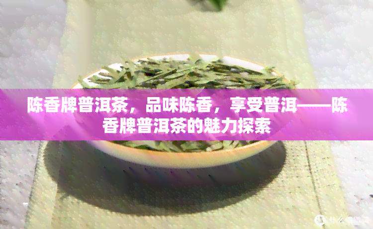 陈香牌普洱茶，品味陈香，享受普洱——陈香牌普洱茶的魅力探索