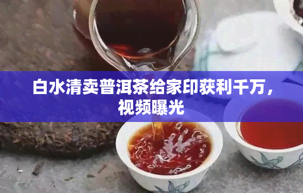 白水清卖普洱茶给家印获利千万，视频曝光