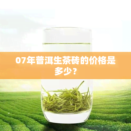 07年普洱生茶砖的价格是多少？