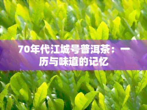 70年代江城号普洱茶：一历与味道的记忆