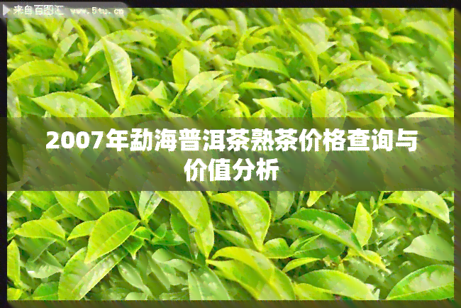 2007年勐海普洱茶熟茶价格查询与价值分析