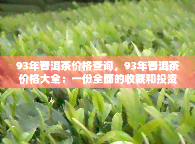 93年普洱茶价格查询，93年普洱茶价格大全：一份全面的收藏和投资指南