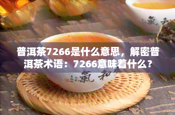 普洱茶7266是什么意思，解密普洱茶术语：7266意味着什么？