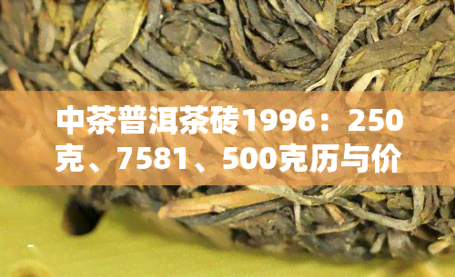 中茶普洱茶砖1996：250克、7581、500克历与价格全览