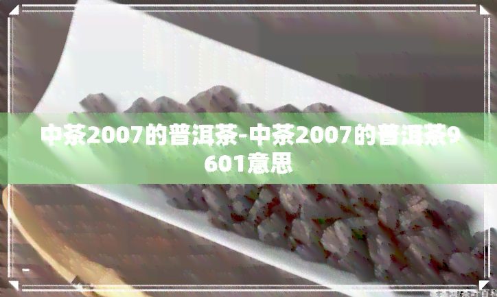 中茶2007的普洱茶-中茶2007的普洱茶9601意思