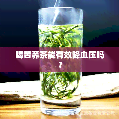 喝苦荞茶能有效降血压吗？