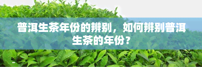 普洱生茶年份的辨别，如何辨别普洱生茶的年份？