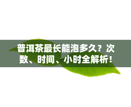 普洱茶最长能泡多久？次数、时间、小时全解析！