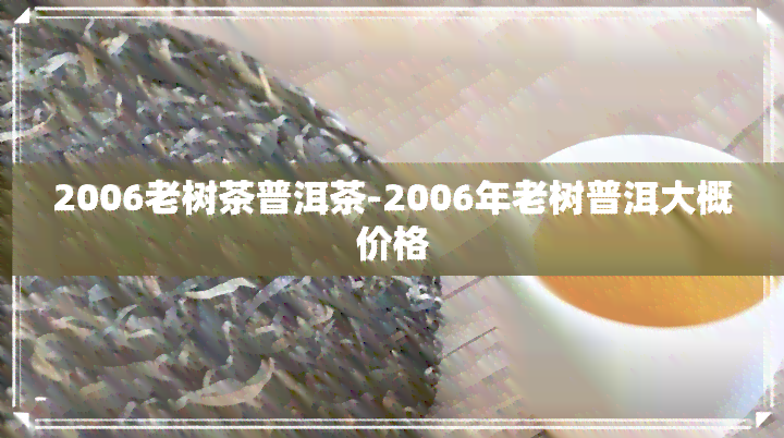 2006老树茶普洱茶-2006年老树普洱大概价格