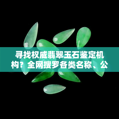 寻找权威翡翠玉石鉴定机构？全网搜罗各类名称、公司及！