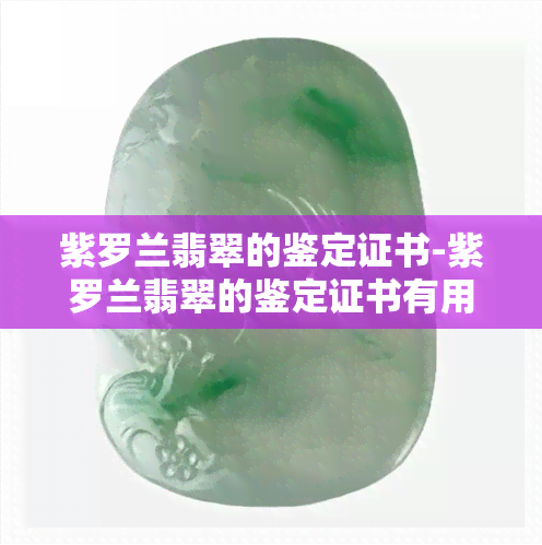 紫罗兰翡翠的鉴定证书-紫罗兰翡翠的鉴定证书有用吗