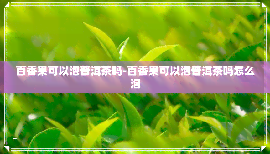 百香果可以泡普洱茶吗-百香果可以泡普洱茶吗怎么泡