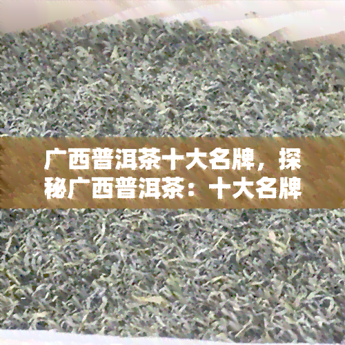 广西普洱茶十大名牌，探秘广西普洱茶：十大名牌口感、产地及选购指南