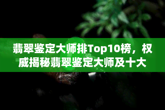 翡翠鉴定大师排Top10榜，权威揭秘翡翠鉴定大师及十大鉴定师