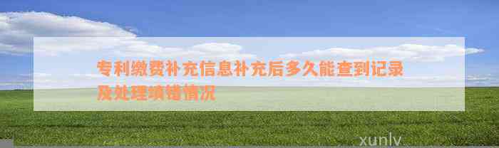 专利缴费补充信息补充后多久能查到记录及处理填错情况