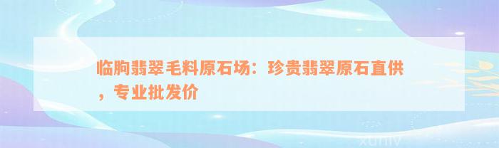 临朐翡翠毛料原石场：珍贵翡翠原石直供，专业批发价