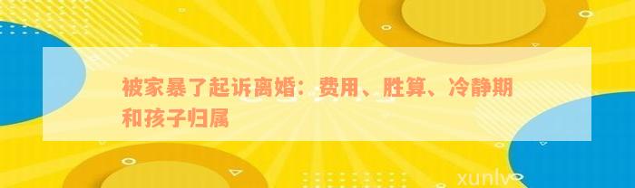 被家暴了起诉离婚：费用、胜算、冷静期和孩子归属