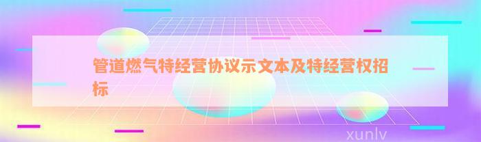 管道燃气特经营协议示文本及特经营权招标