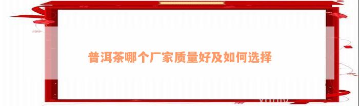 普洱茶哪个厂家质量好及如何选择