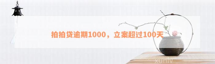 拍拍贷逾期1000，立案超过100天