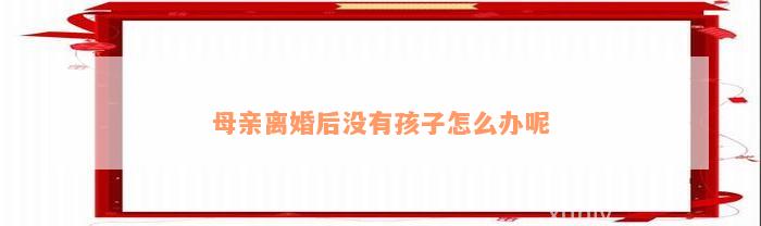 母亲离婚后没有孩子怎么办呢