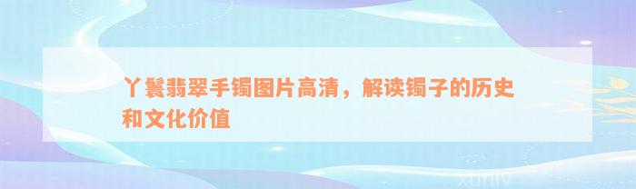 丫鬟翡翠手镯图片高清，解读镯子的历史和文化价值