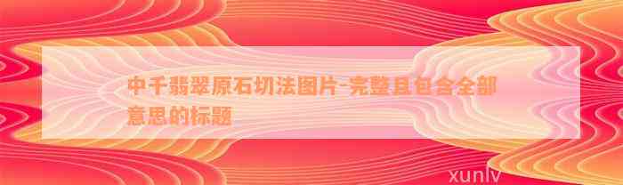 中千翡翠原石切法图片-完整且包含全部意思的标题