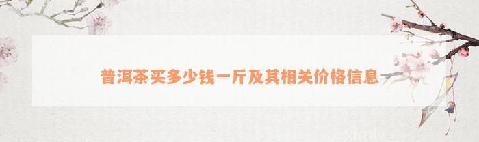 普洱茶买多少钱一斤及其相关价格信息