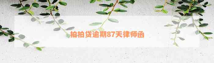 拍拍贷逾期87天律师函