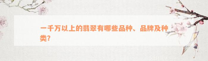 一千万以上的翡翠有哪些品种、品牌及种类？