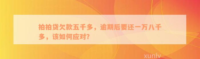 拍拍贷欠款五千多，逾期后要还一万八千多，该如何应对？